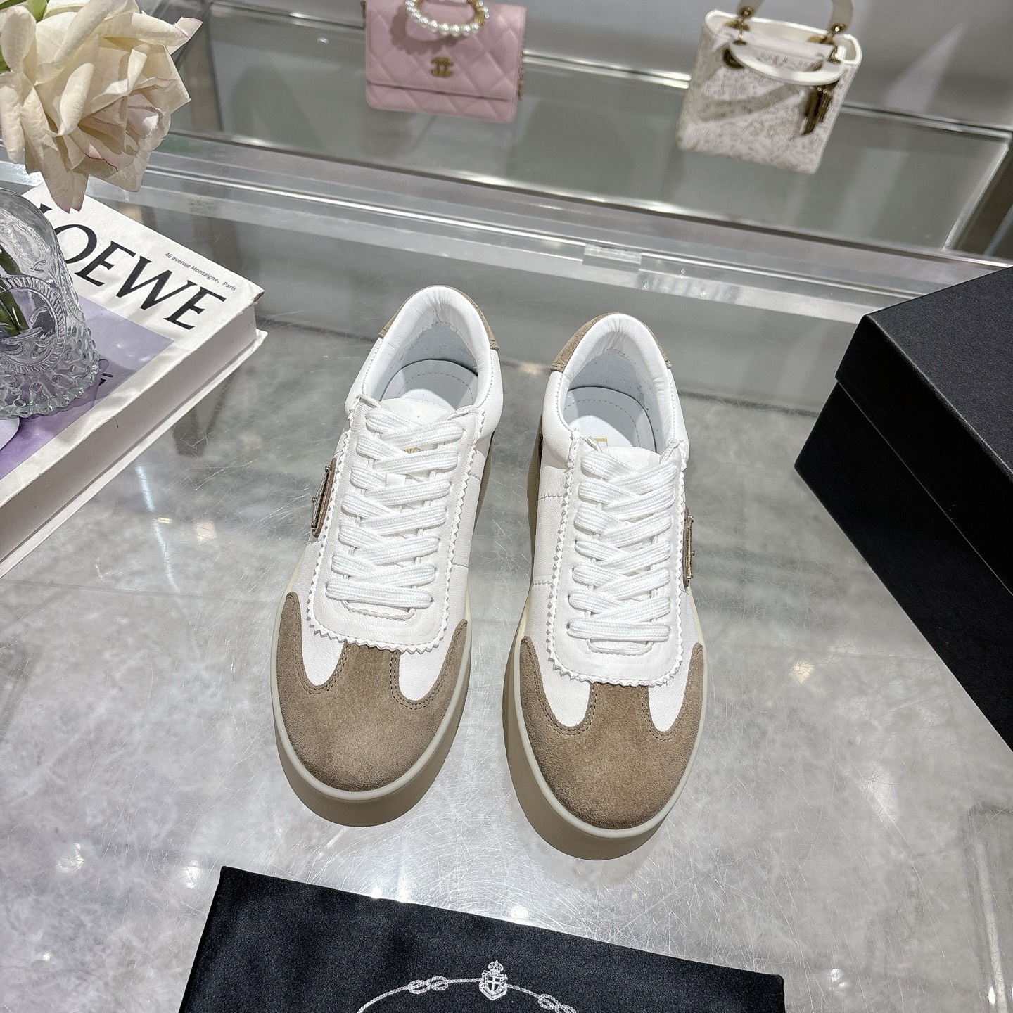 Prada Women's White Leather and Suede Trim Platform Sneakers 3 i1741811467582 2024 0 0