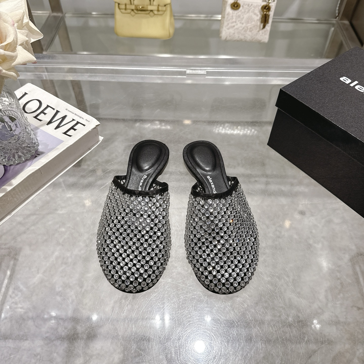 Alexander Wang Rhinestone Mesh Pointed Toe Mules 1 Alexander Wang Rhinestone Mesh Pointed Toe Mules