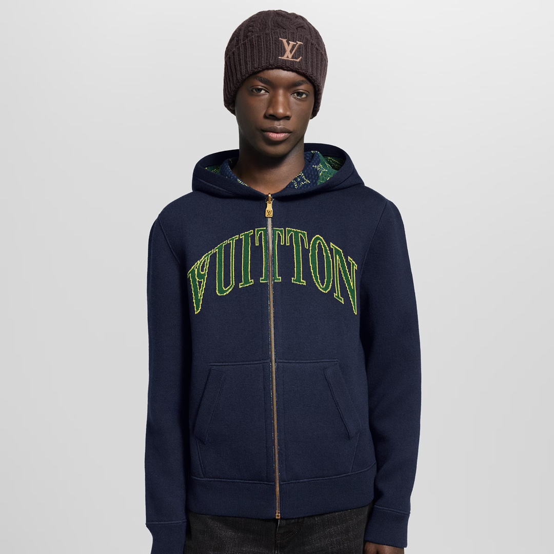 Louis Vuitton Reversible Zip-Up Hoodie with Embroidered Logo