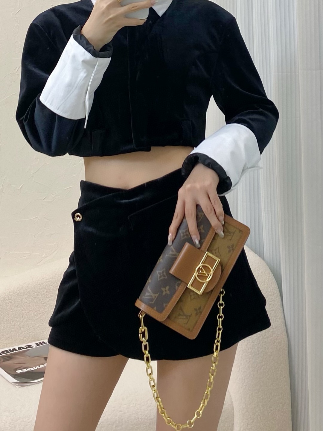 NO:206279,Original single-quality variable-code chip all-steel hardware, head leather, model M46757, new version of Daphne this model Dauhine East West handbag, LV [top original list], louis vuitton19860909原单品质变码芯片全钢五金 头层皮,型号M46757 新版达芙妮本款 Dauhine East West 手袋,LV【顶级原单】,louis vuitton,Bag