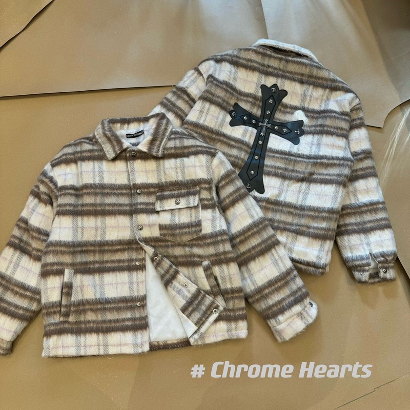Chrome Hearts Clothing Coats & Jackets Black Yellow Lattice Cotton Winter Collection Fashion