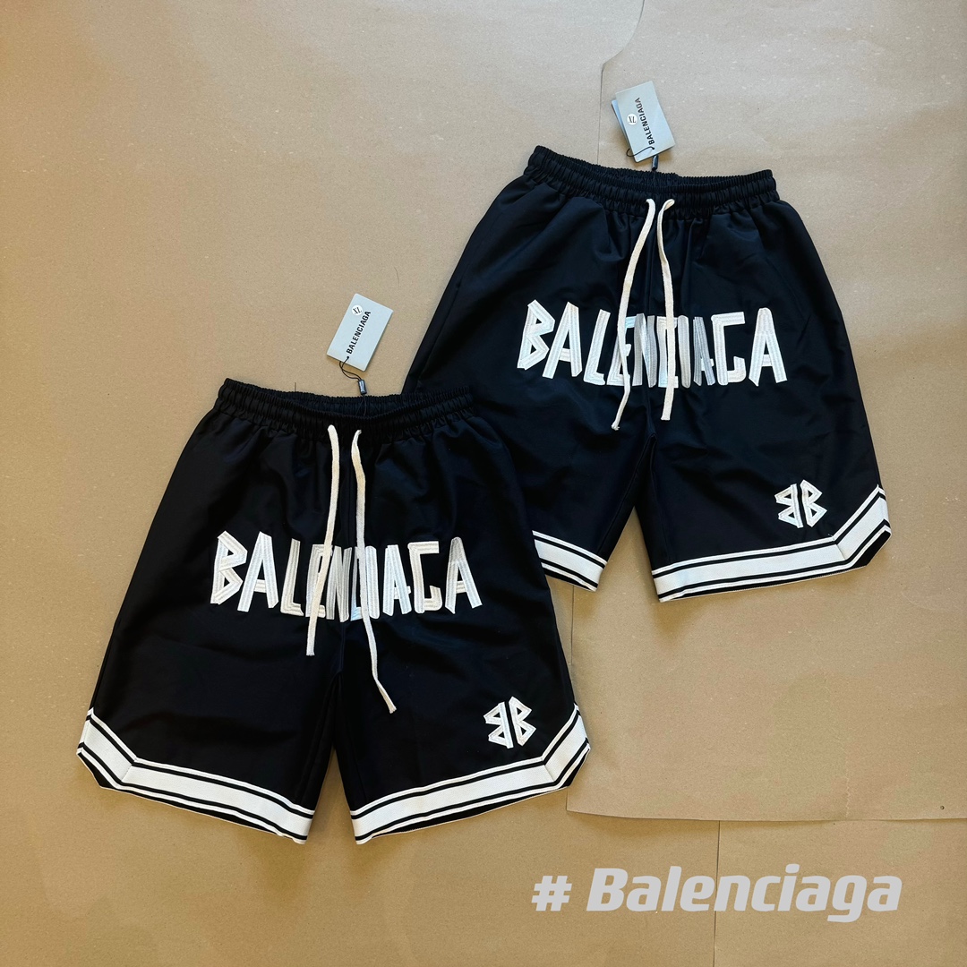 Balenciaga Kleding Korte Broek Zwart Borduurwerk Katoen Zomercollectie Casual