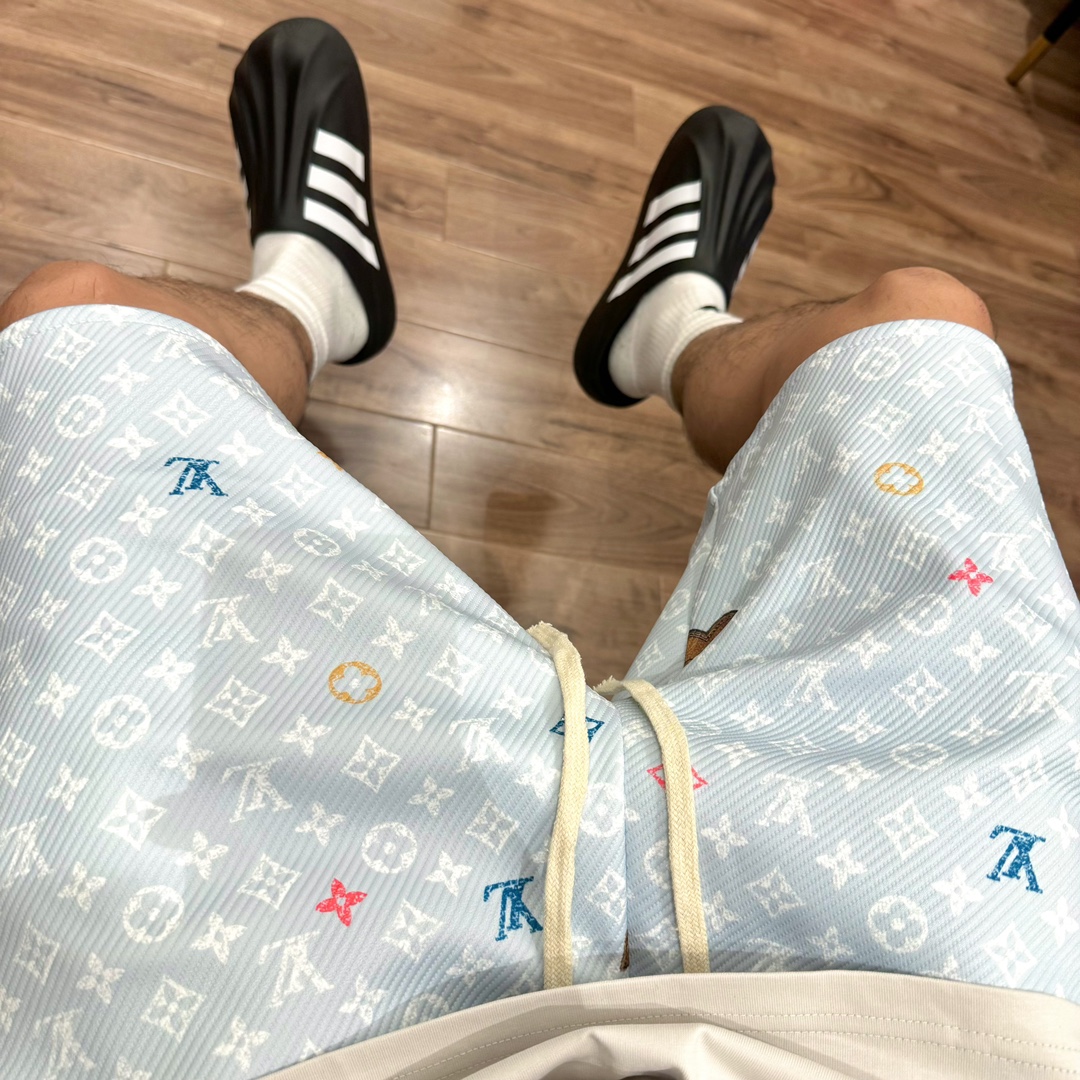 Koop goedkope replica
 Louis Vuitton Kleding Korte Broek Blauw Unisex Zomercollectie Fashion Joggingbroek