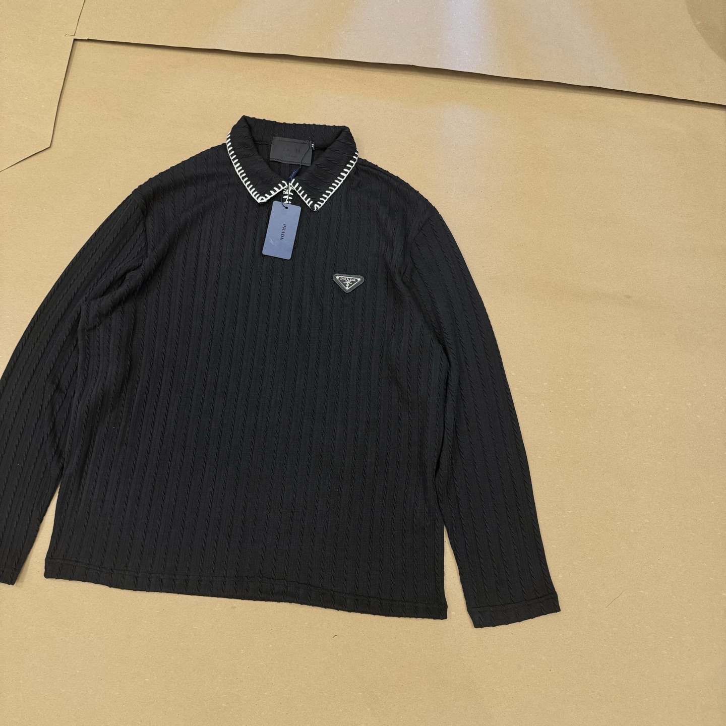 Prada Long Sleeve Textured Polo Shirt - Classic Old Money Style, Relaxed Fit 9 i1755250840400 2829 0 7