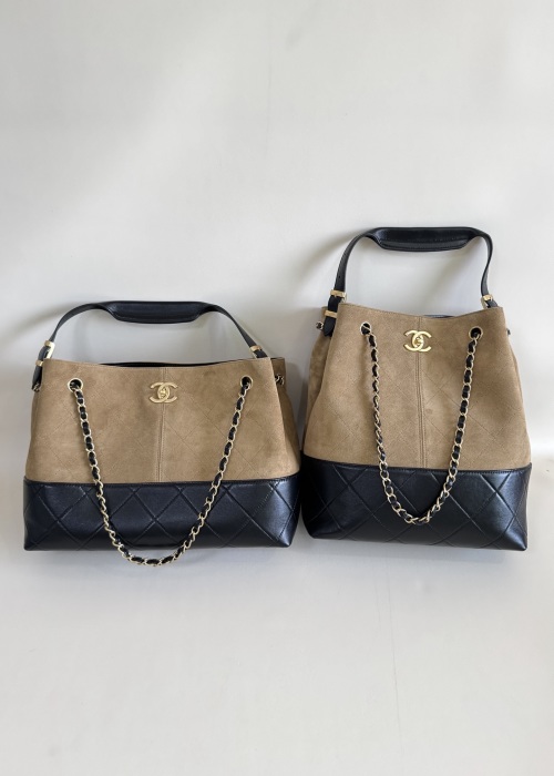 Chanel Two-Tone Calfskin & Lambskin Leather Chain Hobo Bag 1 Chanel Two-Tone Calfskin & Lambskin Leather Chain Hobo Bag