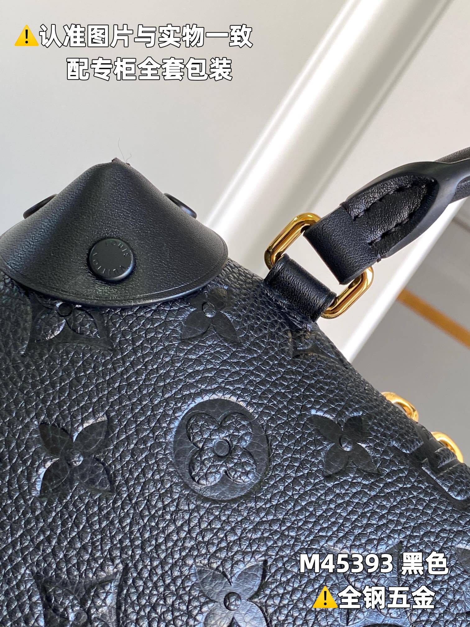 全钢MB厂M45393黑色压花芯片版皮料是意大利A级皮料是在于品质五金面料手工油边A级出品图片跟产品一致