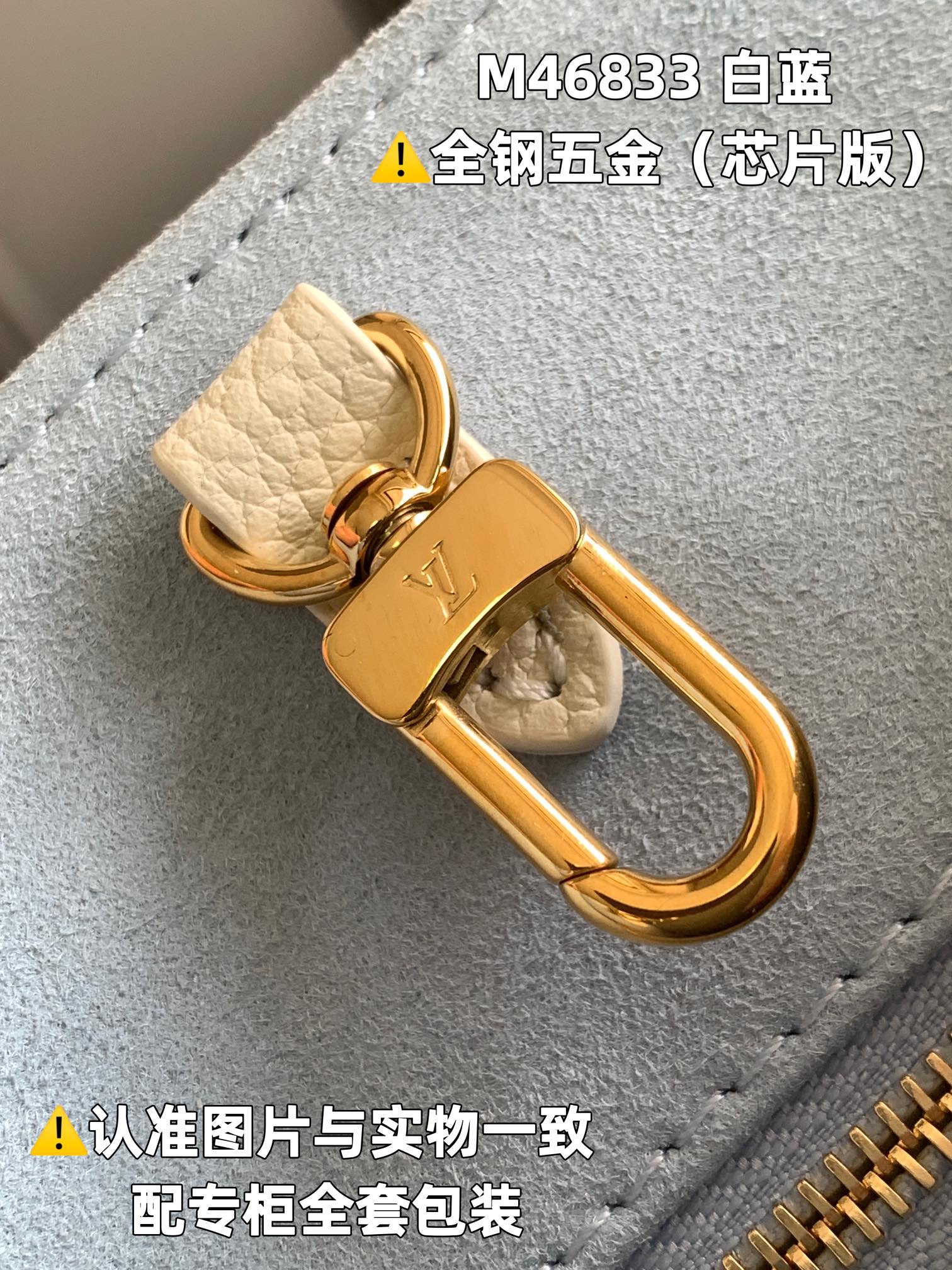 全钢MB厂M46833白蓝印花芯片版皮料是意大利A级皮料是在于品质五金面料手工油边A级出品图片跟产品一致