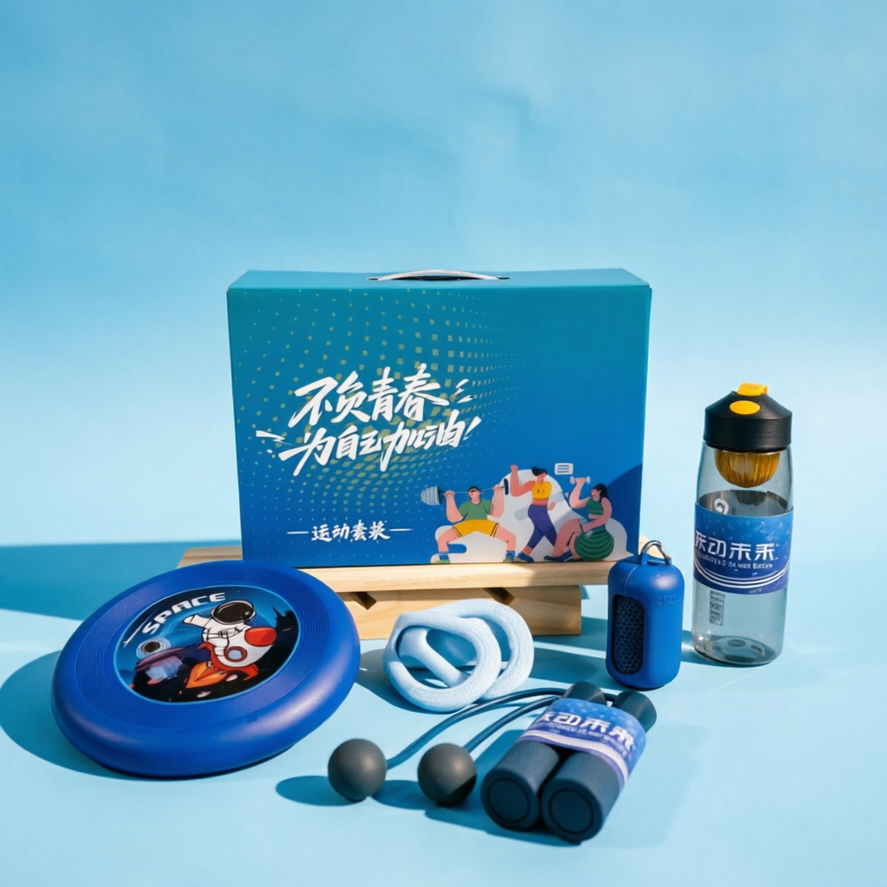 运动系列：太空杯+冰感毛巾+拉力器+飞盘+跳绳