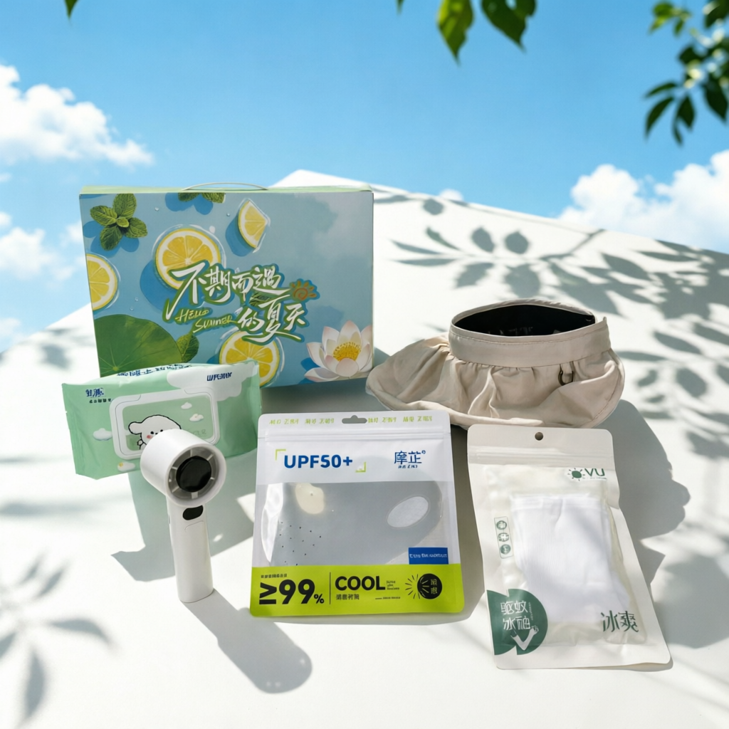 贝壳帽系列：贝壳帽+涡轮小风扇+冰袖+面罩+湿巾 五件套