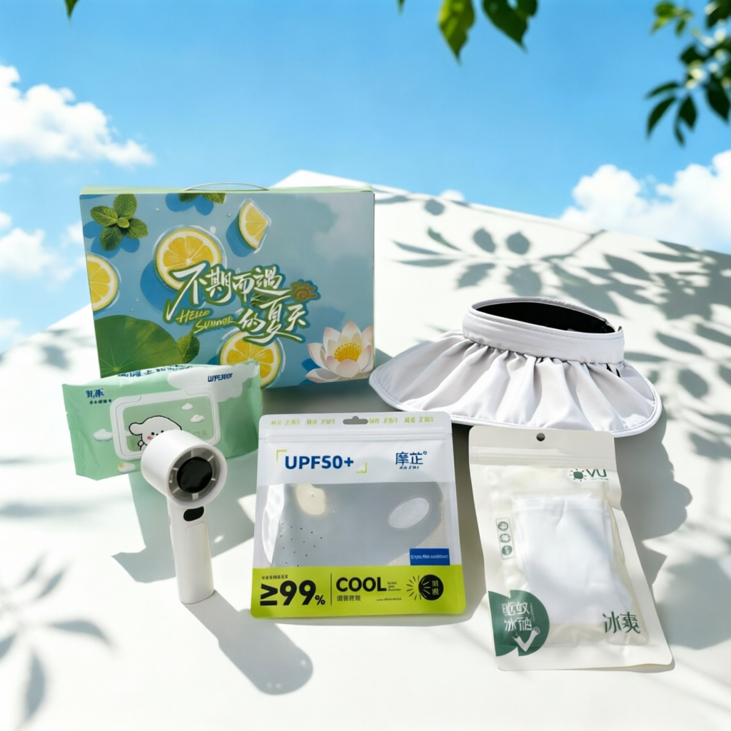 贝壳帽系列：贝壳帽+涡轮小风扇+冰袖+面罩+湿巾 五件套