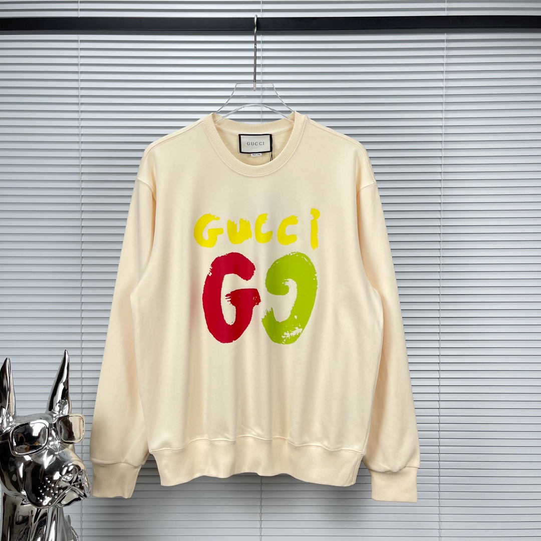 Gucci Clothing Sweatshirts Beige Black Printing Unisex Fashion