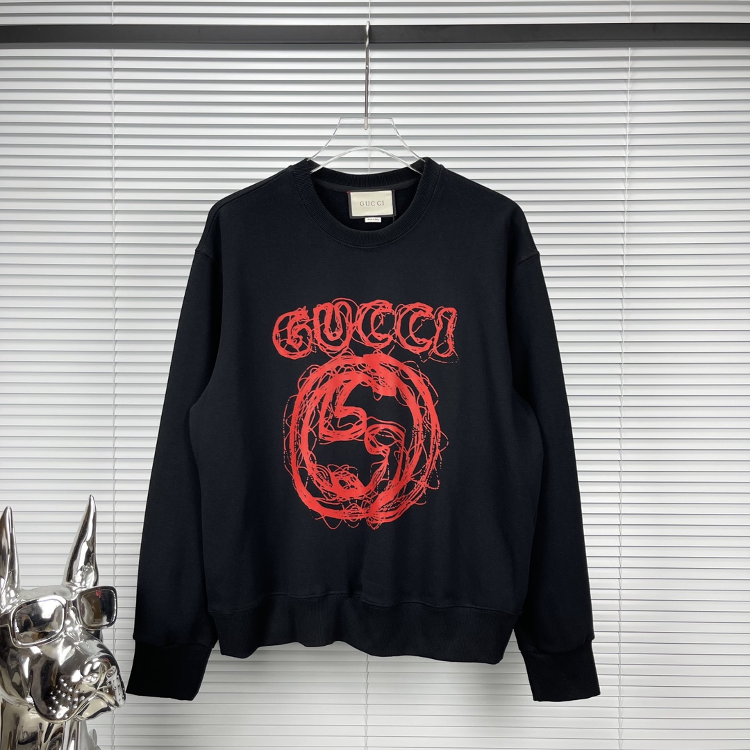 Gucci AAAAA
 Clothing Sweatshirts Designer 7 Star Replica
 Beige Black Printing Unisex Fashion