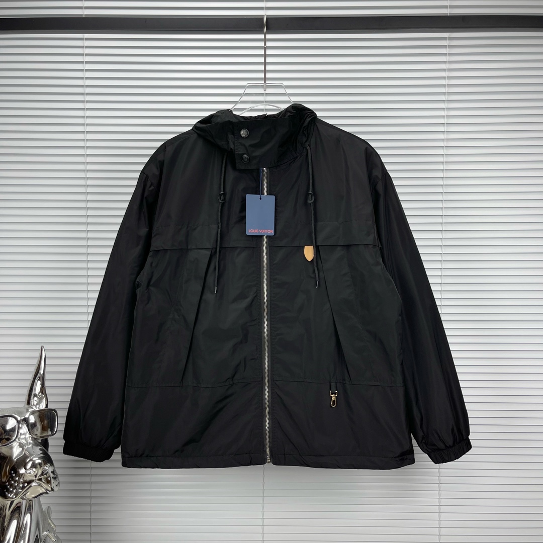 Louis Vuitton Clothing Coats & Jackets Black Unisex Cotton Fashion Hooded Top