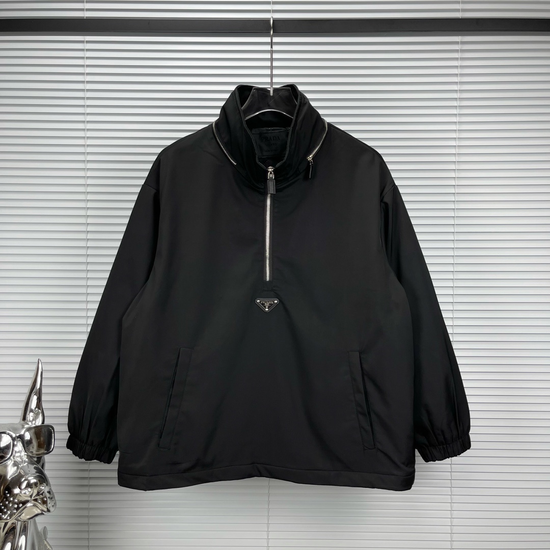 Can you buy replica
 Prada Clothing Coats & Jackets Black Unisex Cotton Fashion