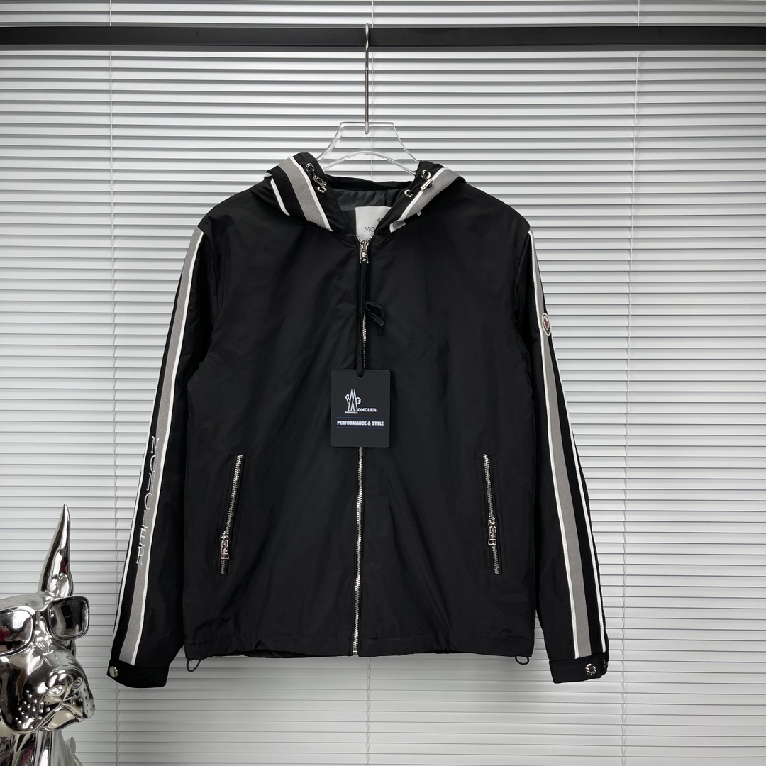Moncler Clothing Coats & Jackets Black Unisex Cotton Fashion Hooded Top