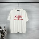 Amiri Clothing T-Shirt Shop Cheap High Quality 1:1 Replica
 Black White Printing Unisex Cotton Fashion Short Sleeve