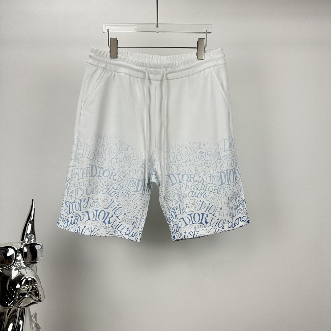 Dior 2024 primavera y verano nuevos pantalones cortos para parejas con logo de letras degradadas 🔥Versión al…