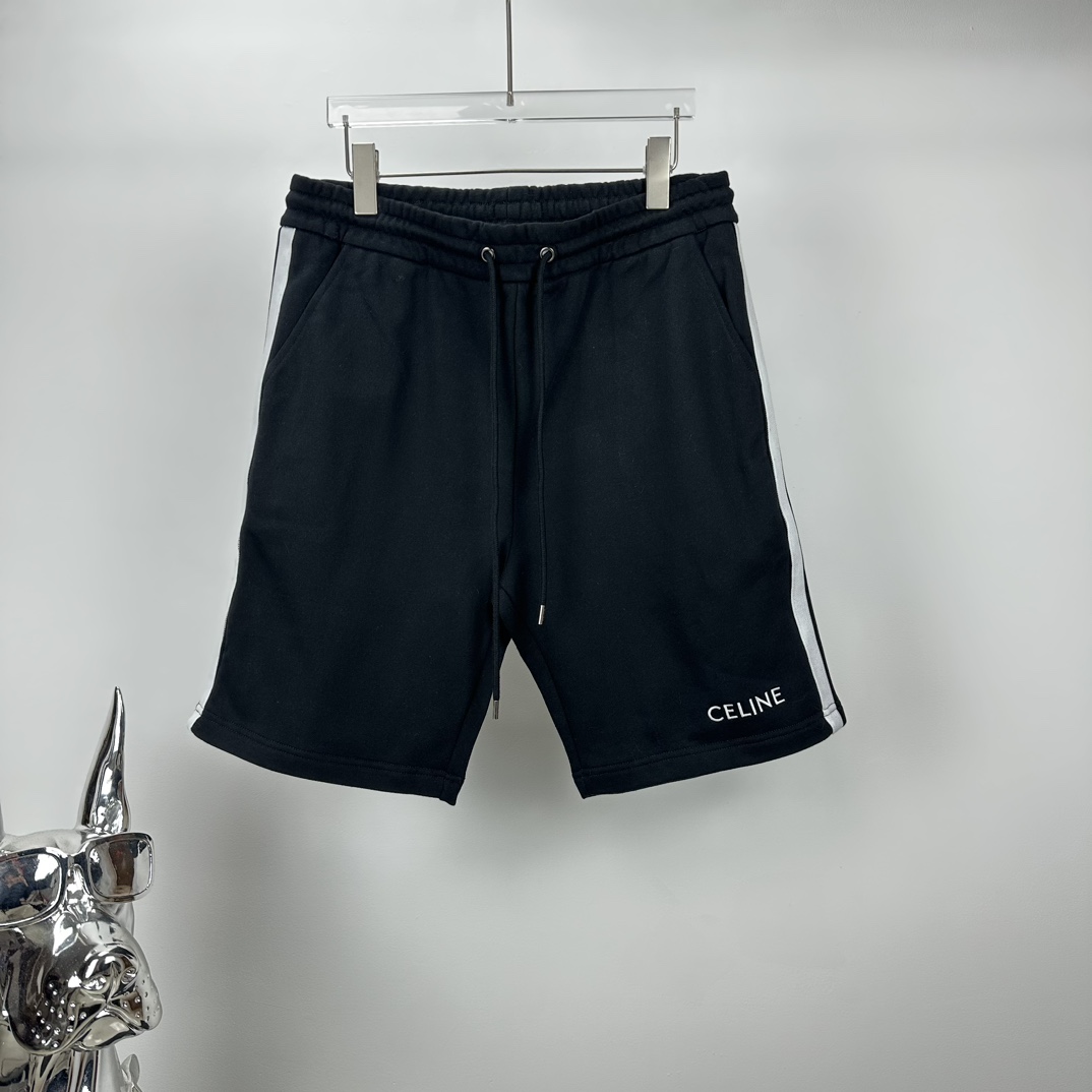 Céline 2024 primavera-verano nuevo bordado de letras con cinta tejida, pantalones cortos de pareja. Alta vers…
