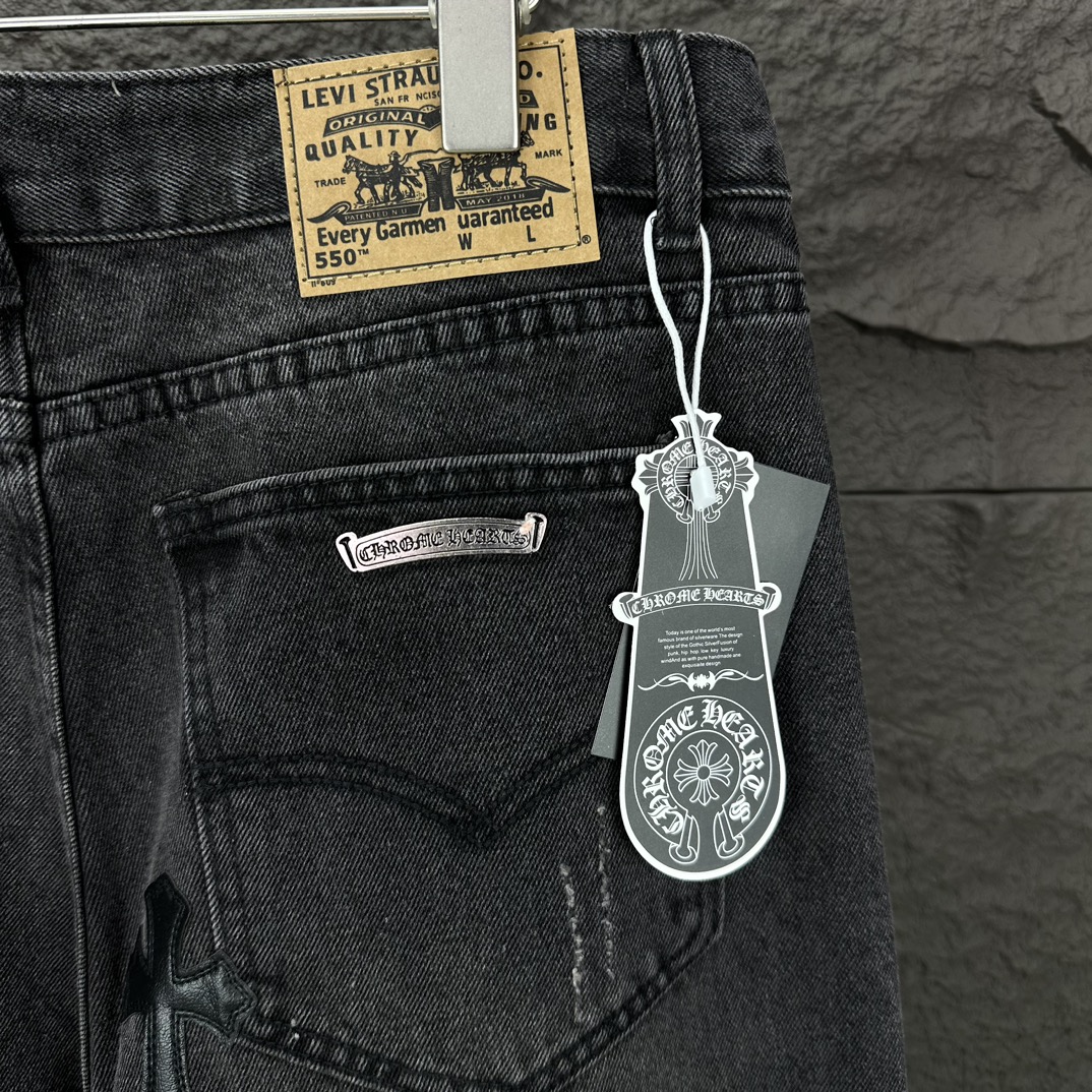Chrome Hearts 克罗心2024新款十字架贴皮水洗牛仔裤