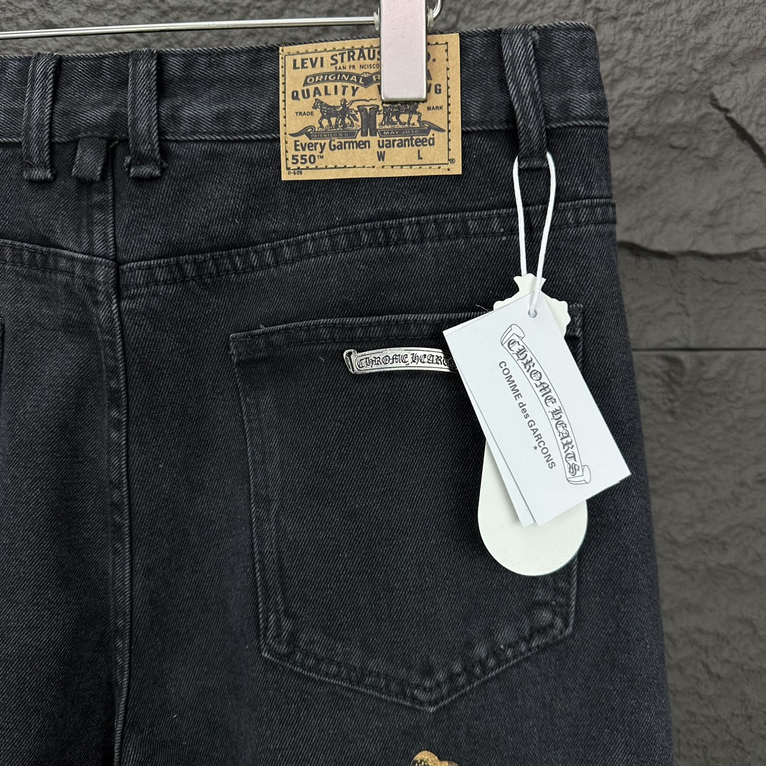 Chrome Hearts 克罗心2024新款十字架贴皮水洗牛仔裤