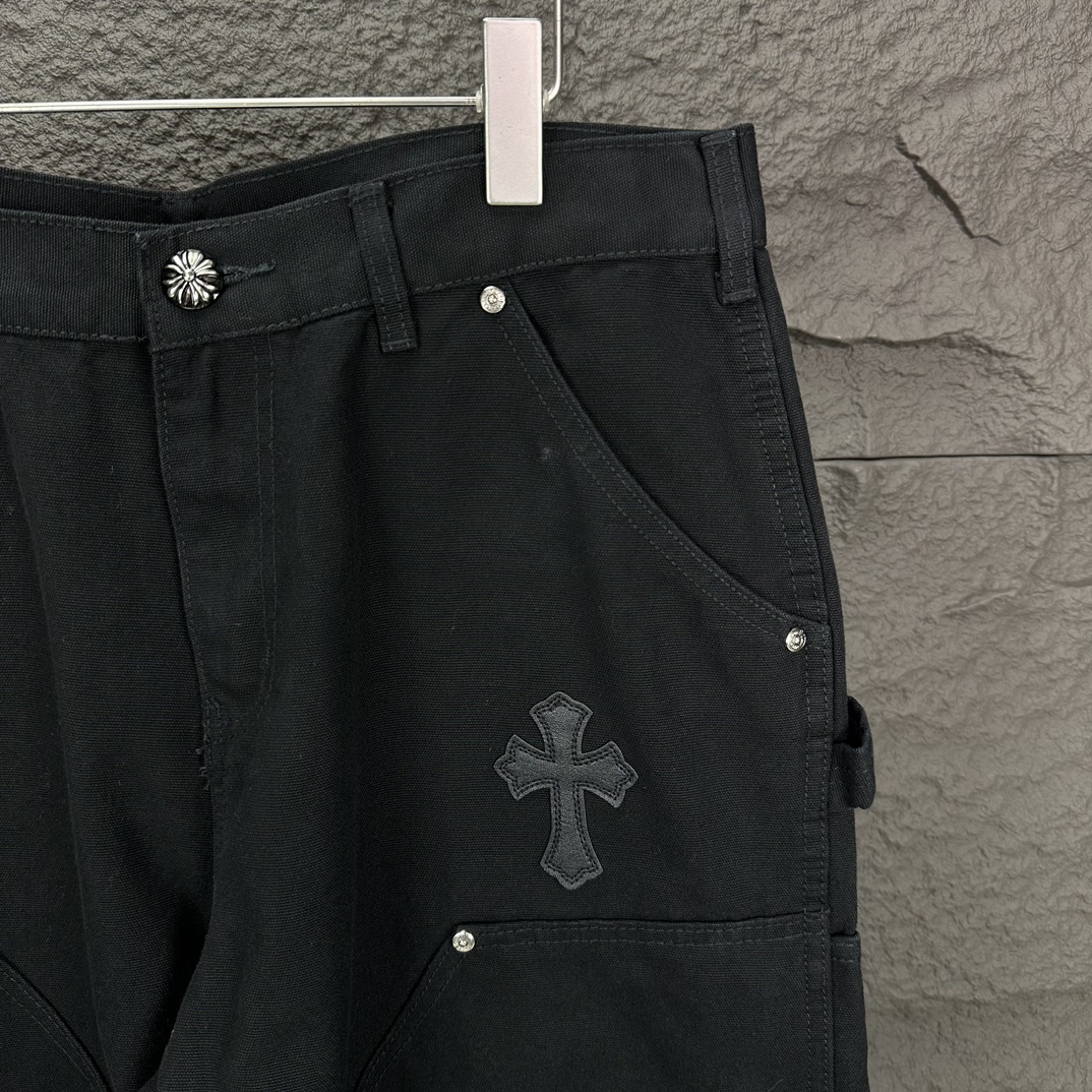 Chrome Hearts 克罗心2024新款十字架贴皮水洗牛仔裤