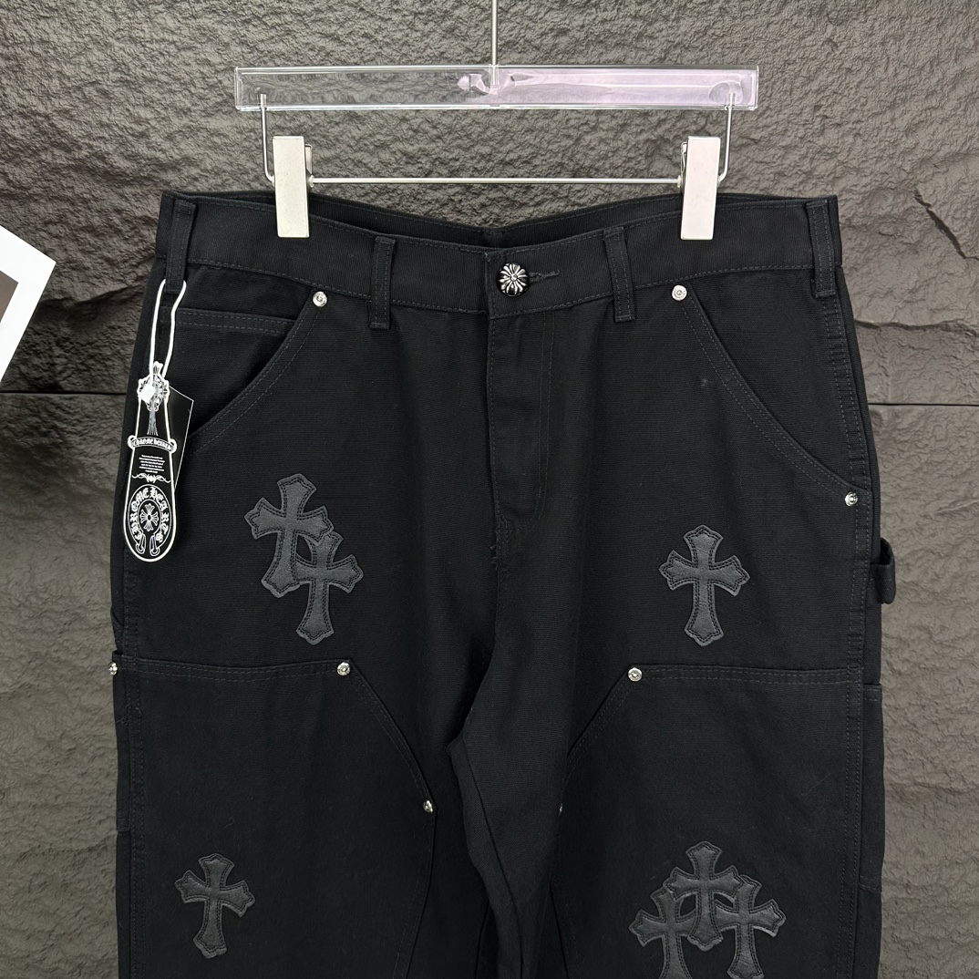 Chrome Hearts 克罗心2024新款十字架贴皮水洗牛仔裤