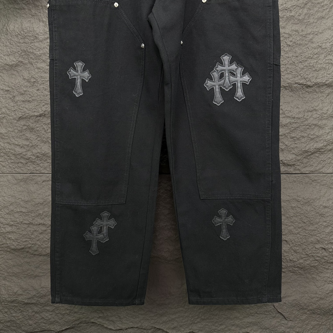 Chrome Hearts 克罗心2024新款十字架贴皮水洗牛仔裤