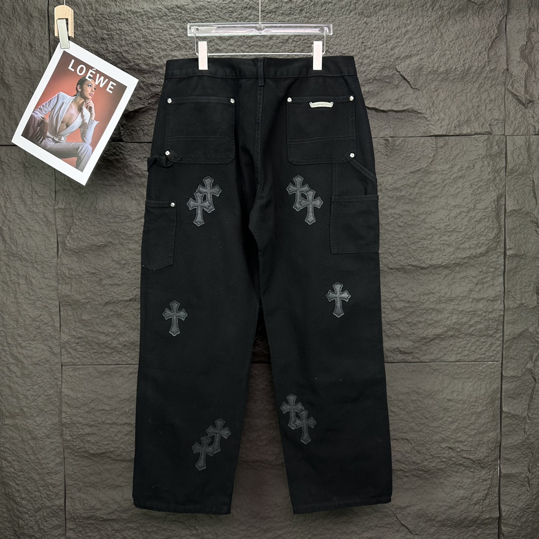 Chrome Hearts 克罗心2024新款十字架贴皮水洗牛仔裤