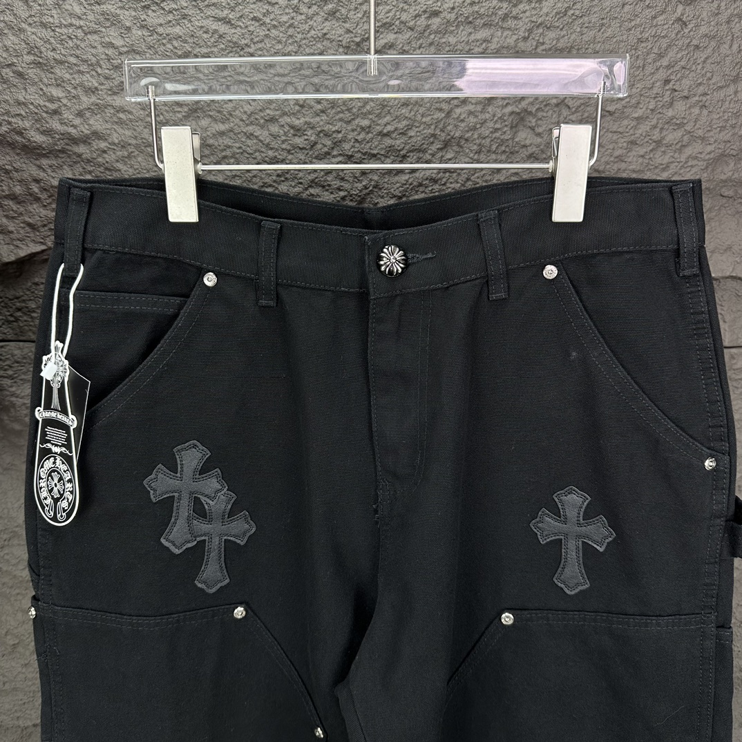 Chrome Hearts 克罗心2024新款十字架贴皮水洗牛仔裤
