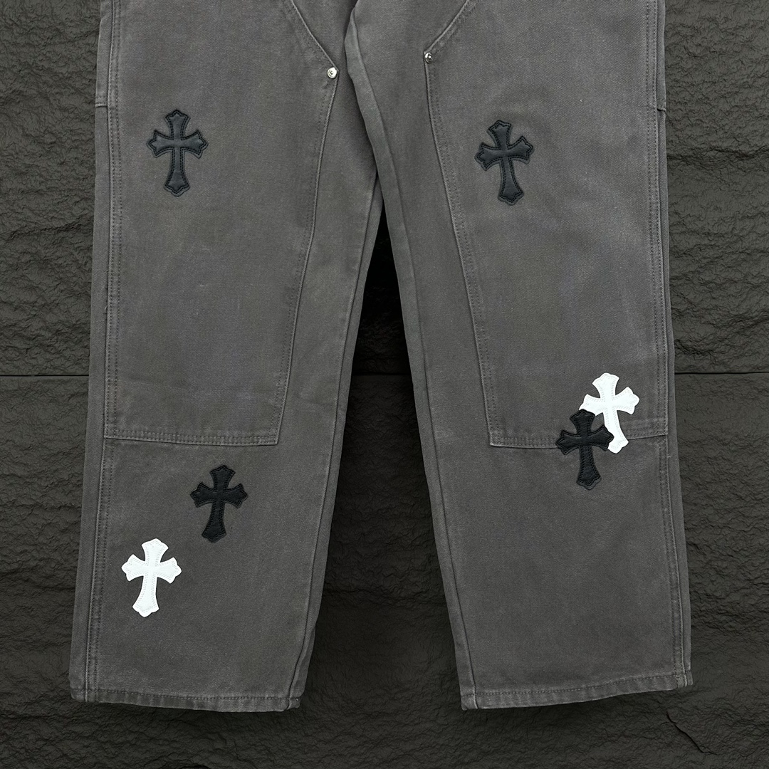 Chrome Hearts 克罗心2024新款十字架贴皮水洗牛仔裤