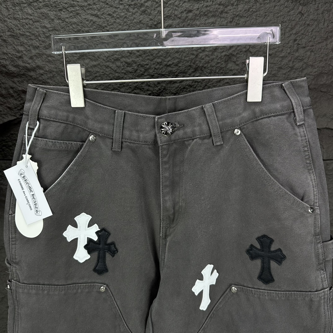 Chrome Hearts 克罗心2024新款十字架贴皮水洗牛仔裤