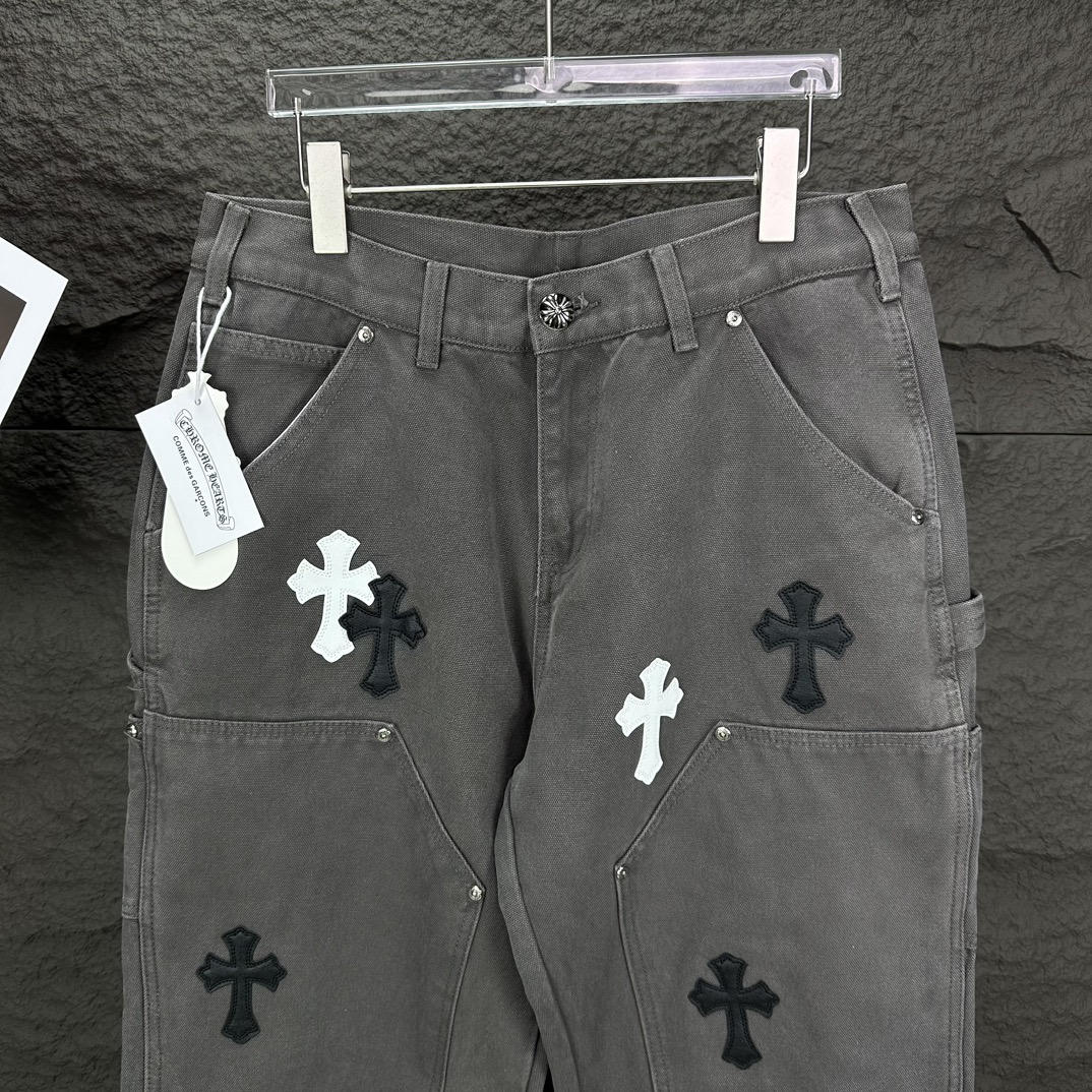 Chrome Hearts 克罗心2024新款十字架贴皮水洗牛仔裤