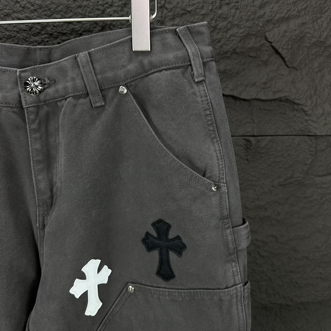 Chrome Hearts 克罗心2024新款十字架贴皮水洗牛仔裤