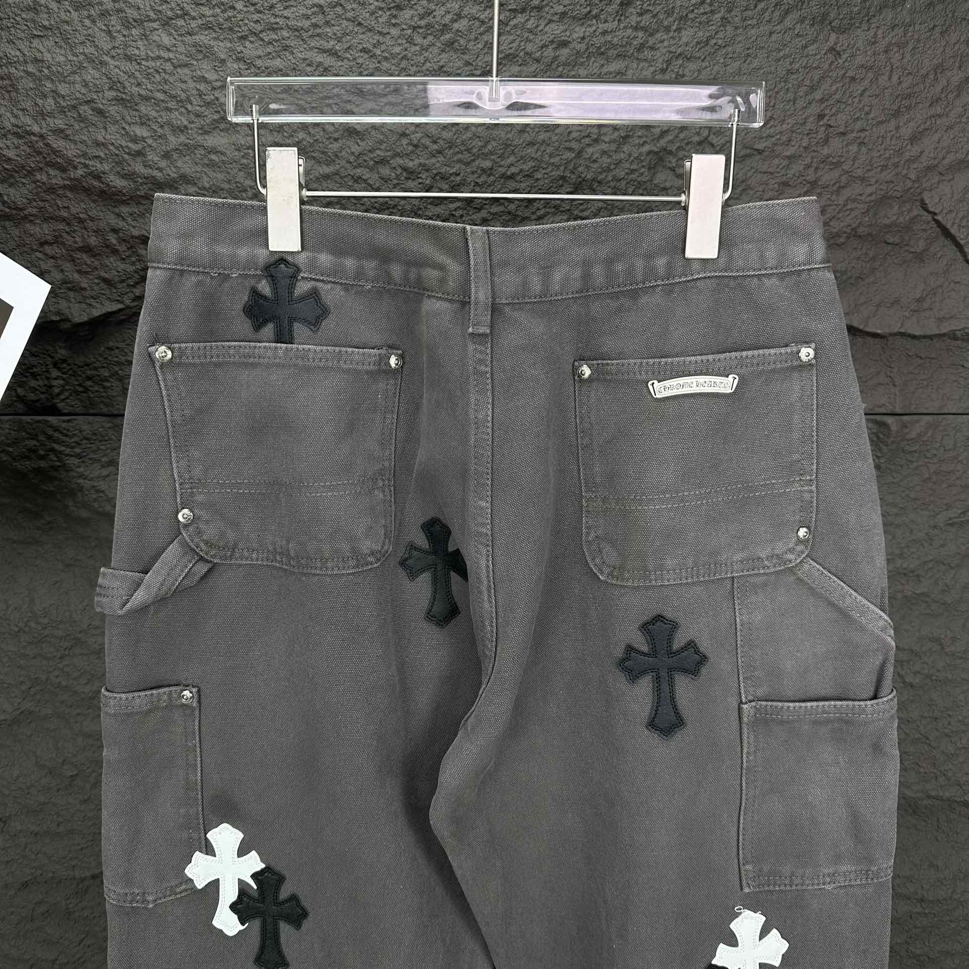 Chrome Hearts 克罗心2024新款十字架贴皮水洗牛仔裤