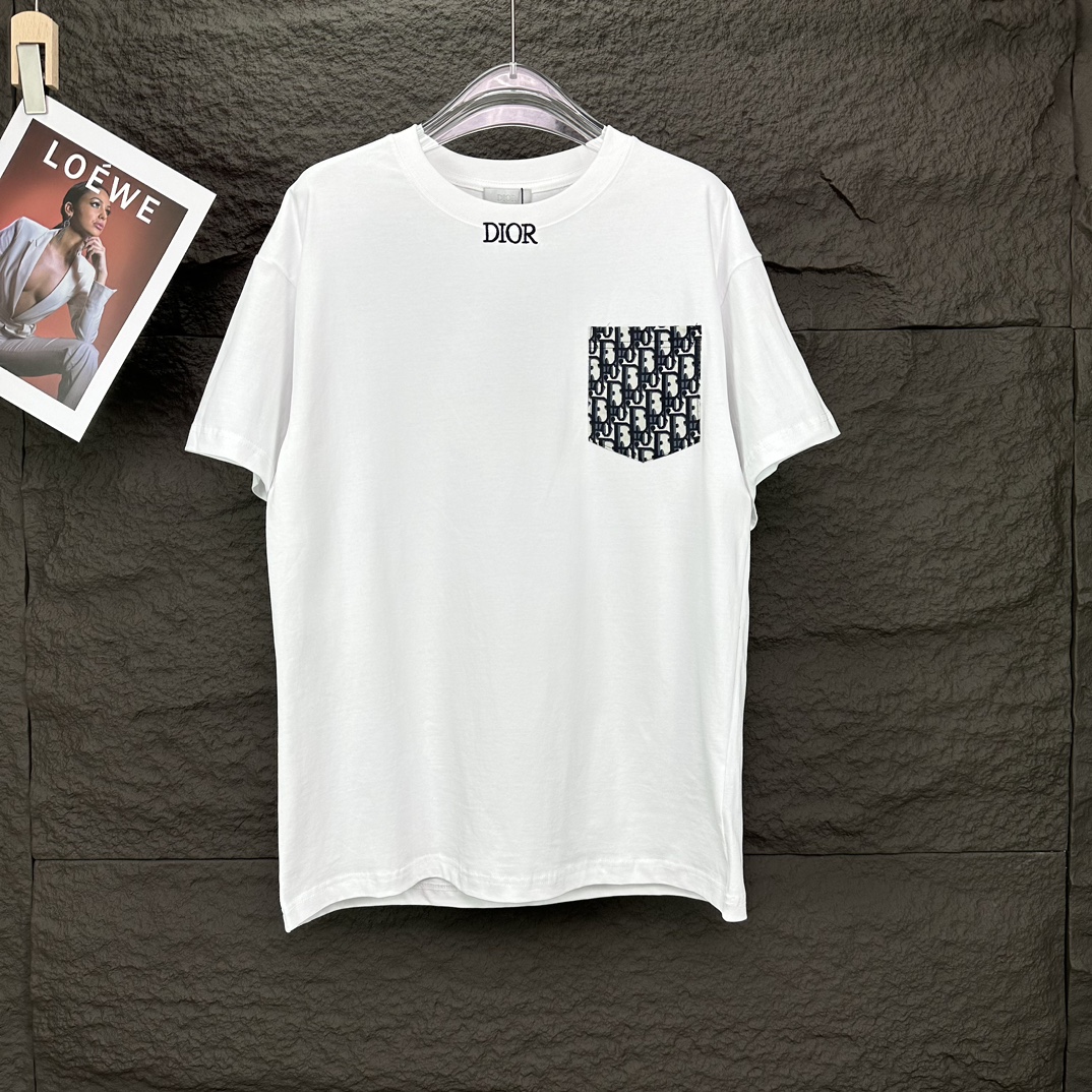 Dior 2024 nueva camiseta de manga corta para parejas con logo impreso de bolsillo completo 🔥Versión alta🔥Versión alta…