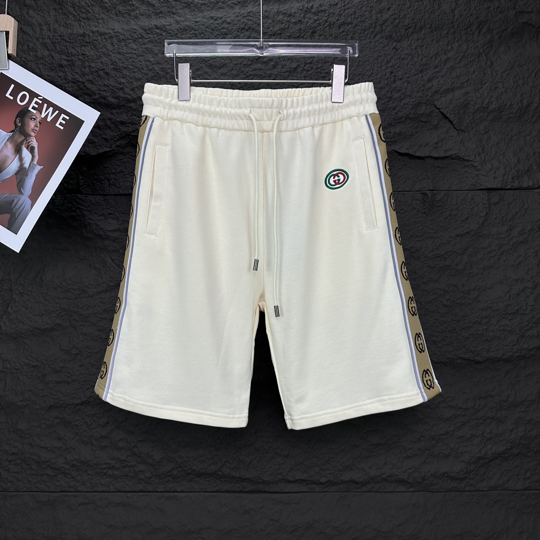 Gucci 2024 primavera-verano nuevos pantalones cortos unisex con logo bordado y cinta 🔥alta calidad🔥alta calidad🔥 Tej…