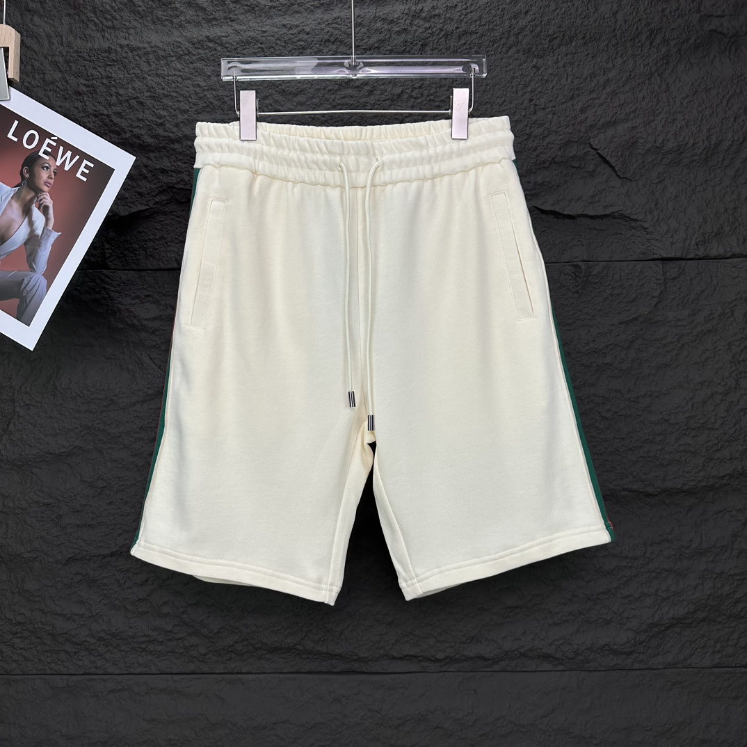 Gucci 2024 primavera-verano nuevos pantalones cortos unisex con cinta de rayas rojas y verdes 🔥alta calidad🔥alta cali…