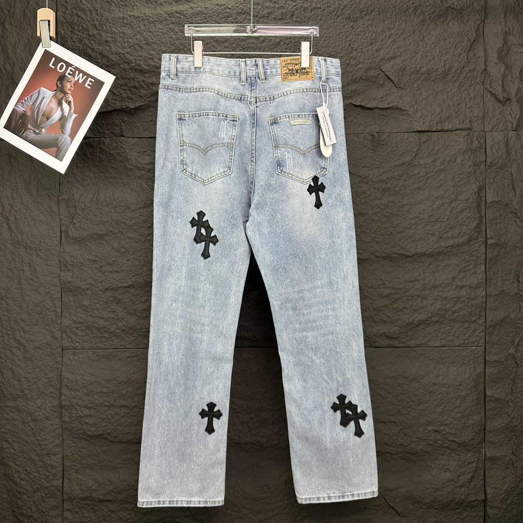 Chrome Hearts 克罗心2024新款卡通字母图案水洗牛仔裤
