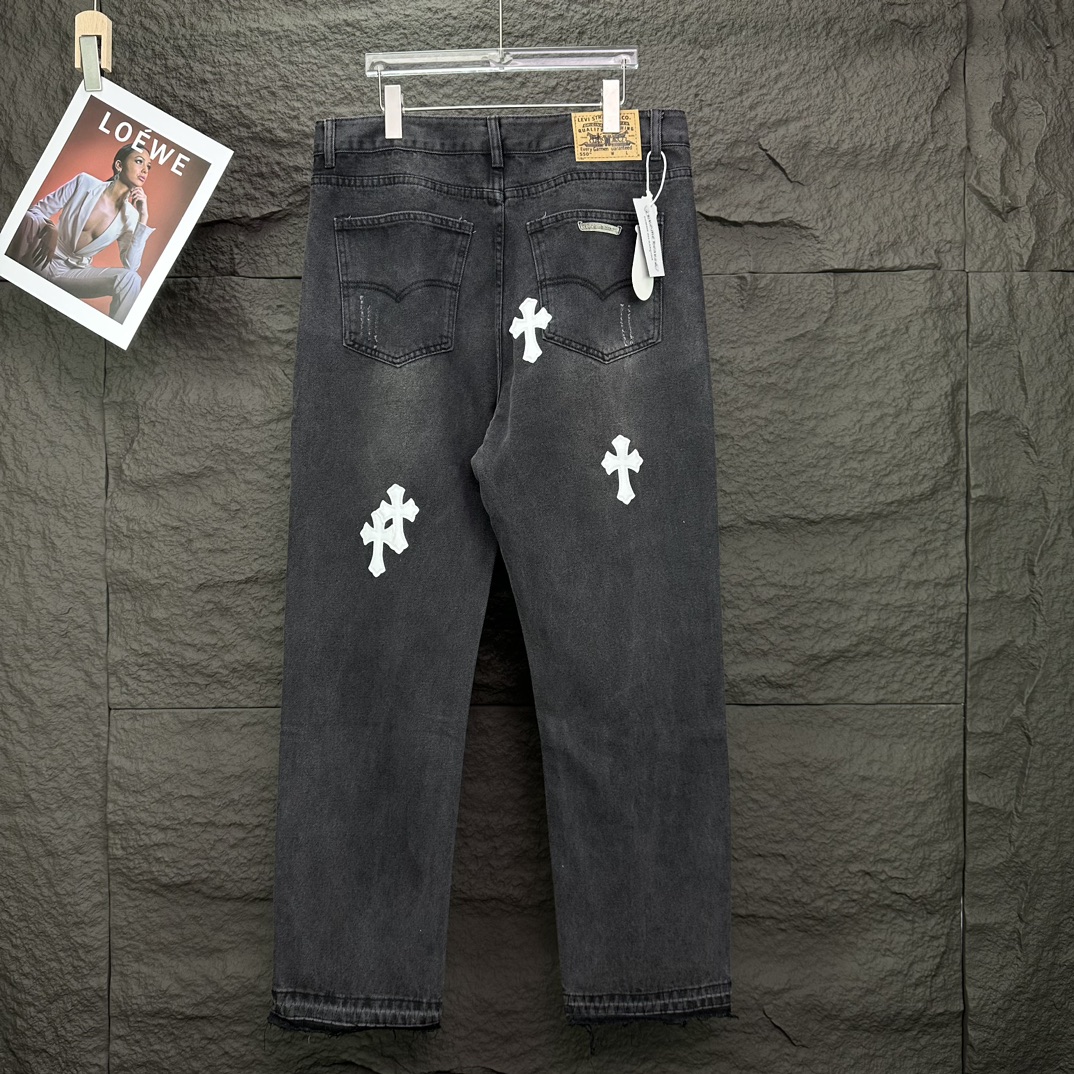 Chrome Hearts 克罗心2024新款十字架白色贴皮水洗牛仔裤