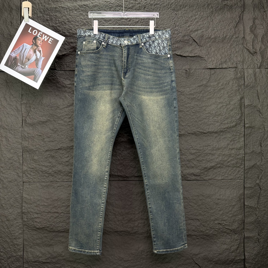 Nuevo estilo de jeans lavados de Dior 2024 con logo en toda la cintura 🔥Versión alta🔥Versión alta🔥Calidad superior L…