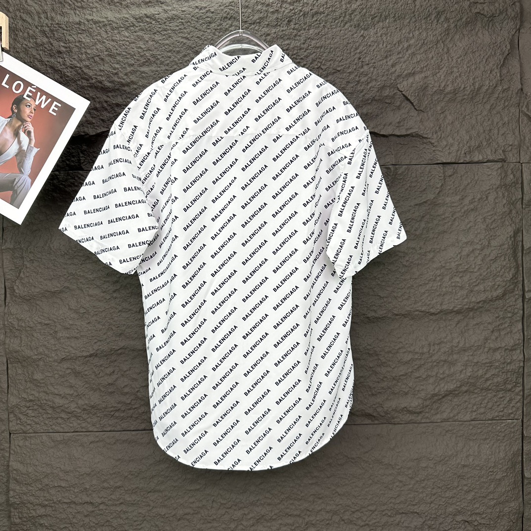 High-end Paris Family 2024 Short Sleeve Shirt with Full Letter Print - 图片 8