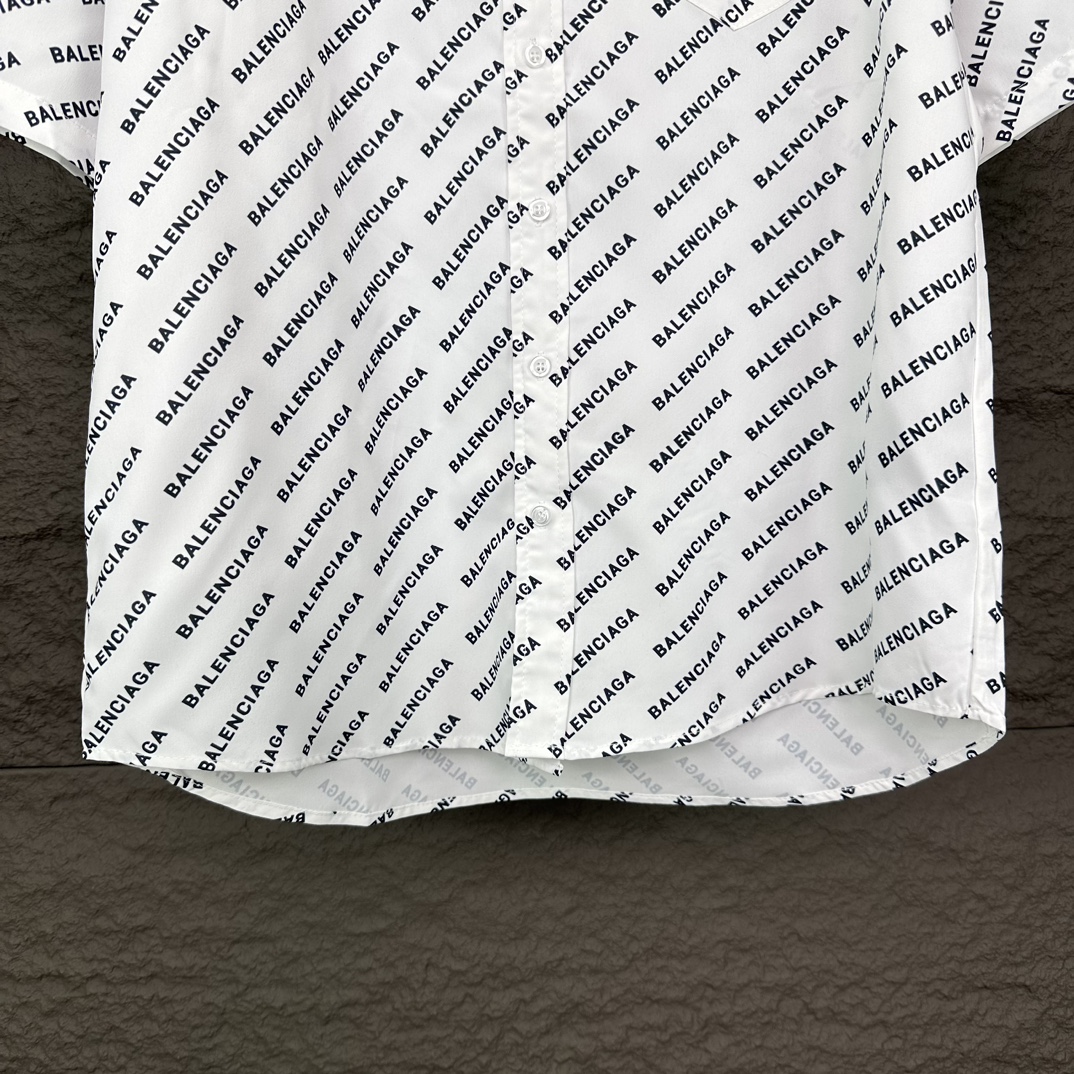 High-end Paris Family 2024 Short Sleeve Shirt with Full Letter Print - 图片 5