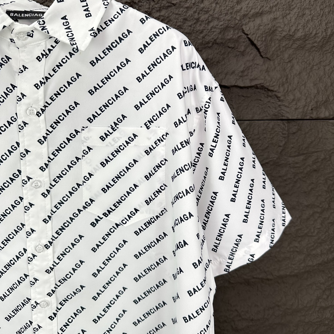 High-end Paris Family 2024 Short Sleeve Shirt with Full Letter Print - 图片 3