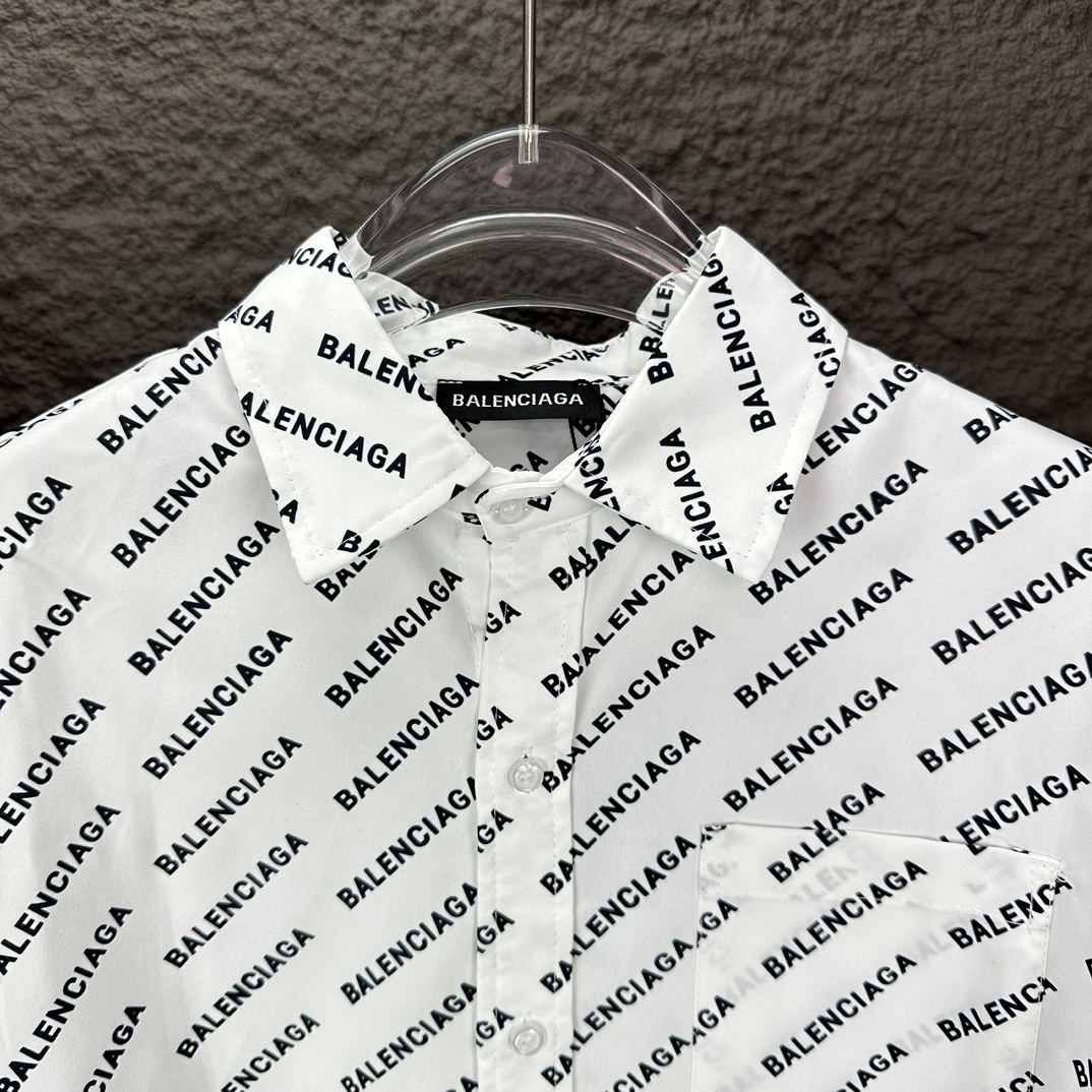 High-end Paris Family 2024 Short Sleeve Shirt with Full Letter Print - 图片 2
