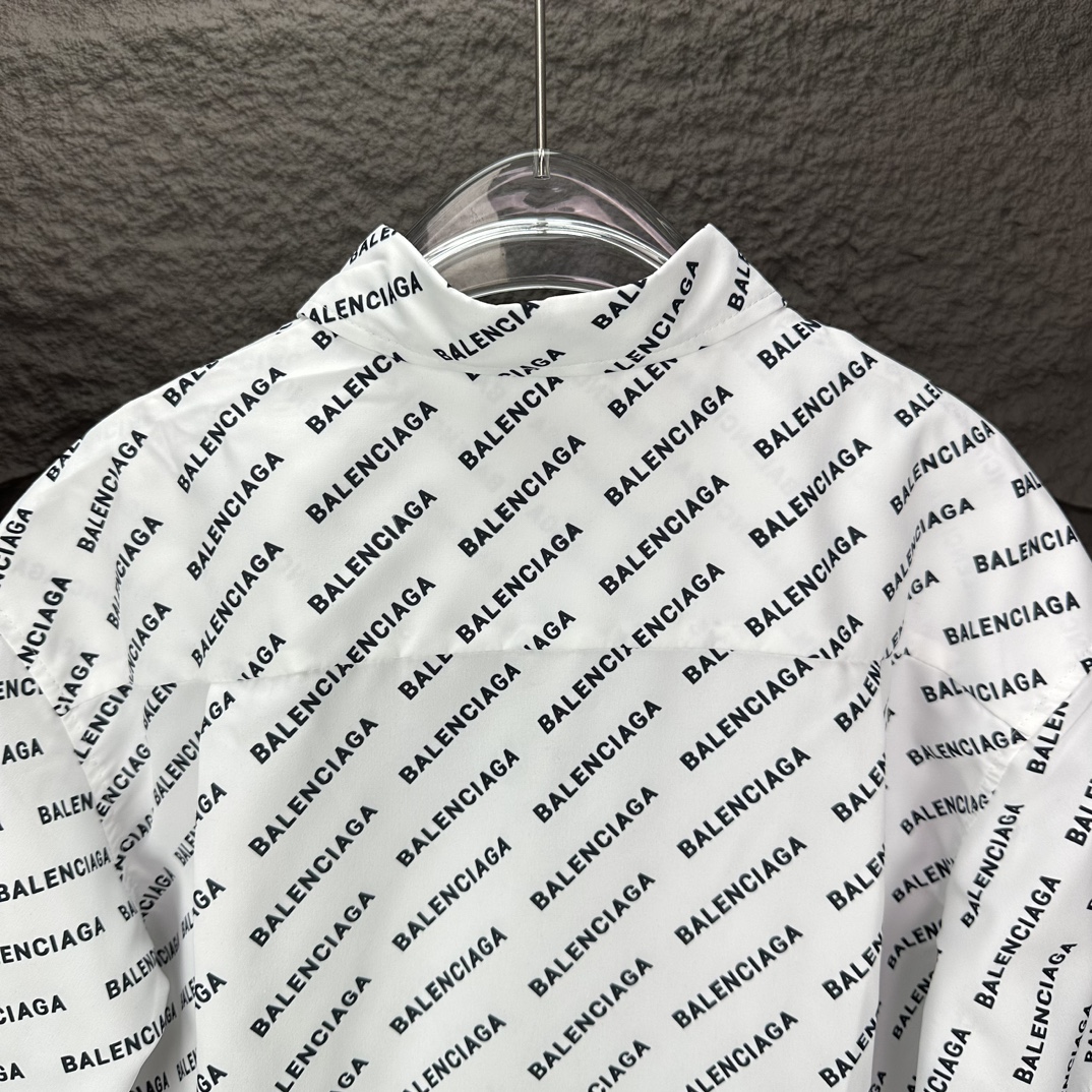 High-end Paris Family 2024 Short Sleeve Shirt with Full Letter Print - 图片 7