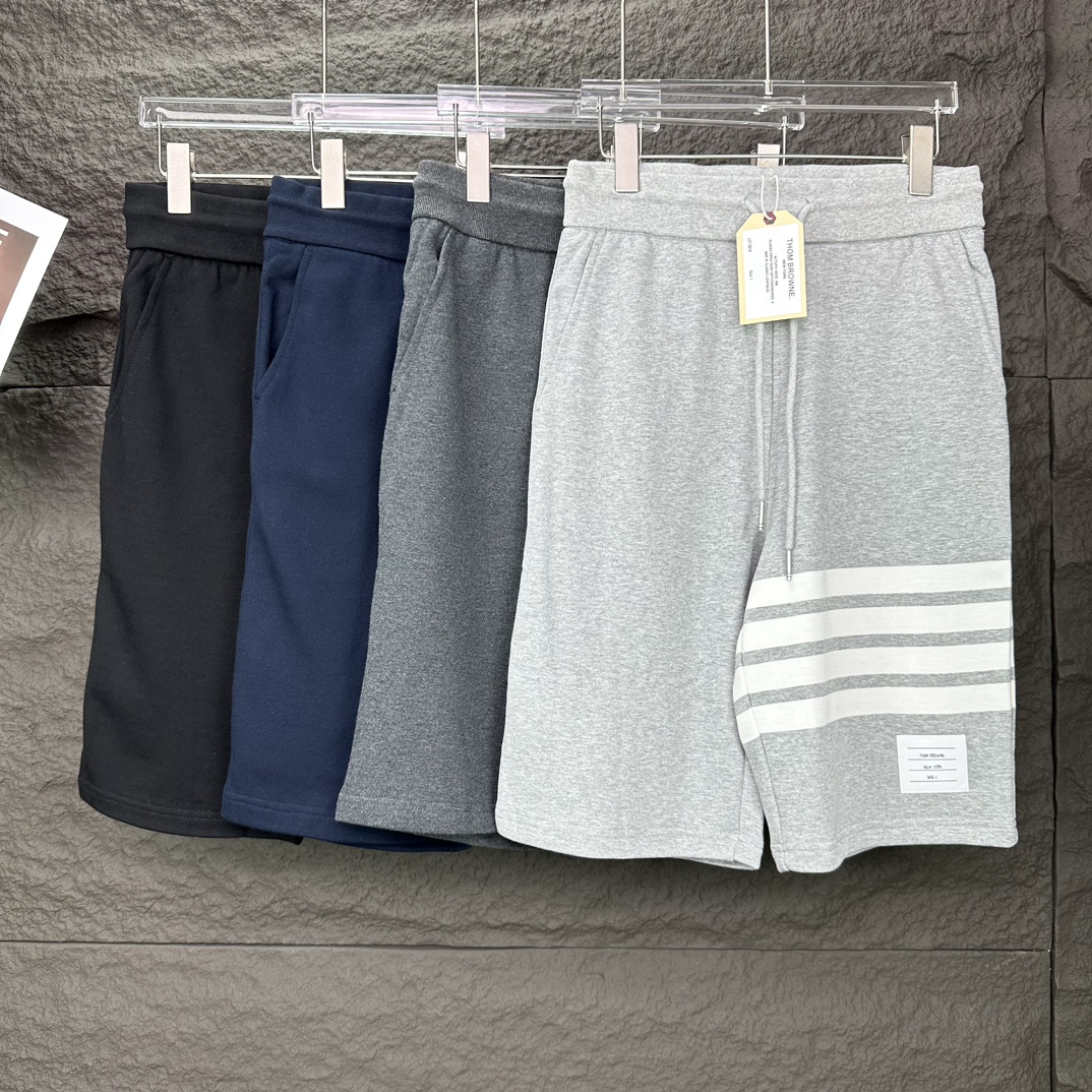 2024 Classic Four-Bar Couple Shorts: High-End Pure Cotton Fabric, Unisex, Various Colors. - 图片 9