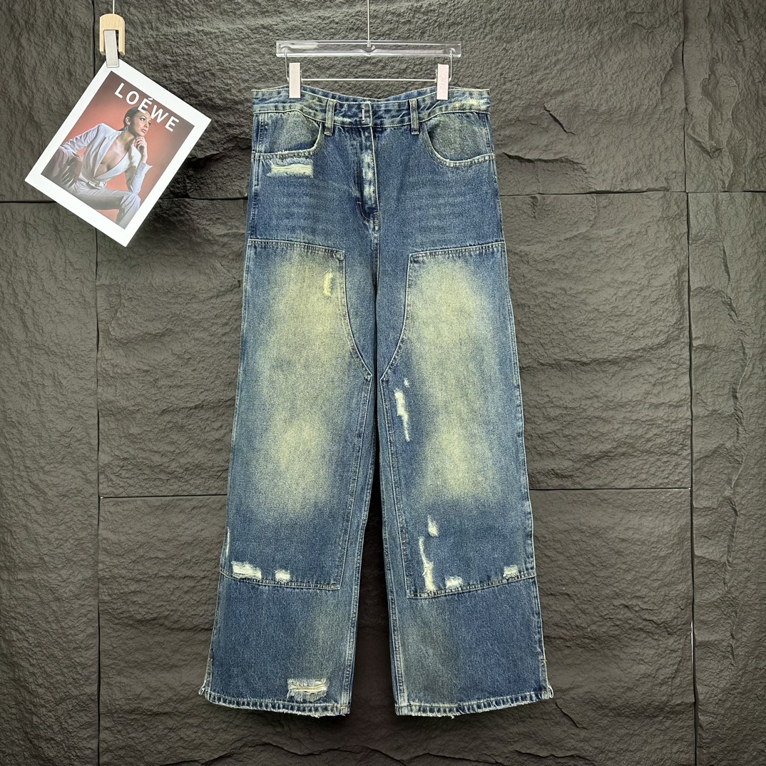 Los nuevos jeans sueltos lavados estilo pareja deshilachados y resistentes de Givenchy 2024 🔥Versión alta🔥Versión alt…