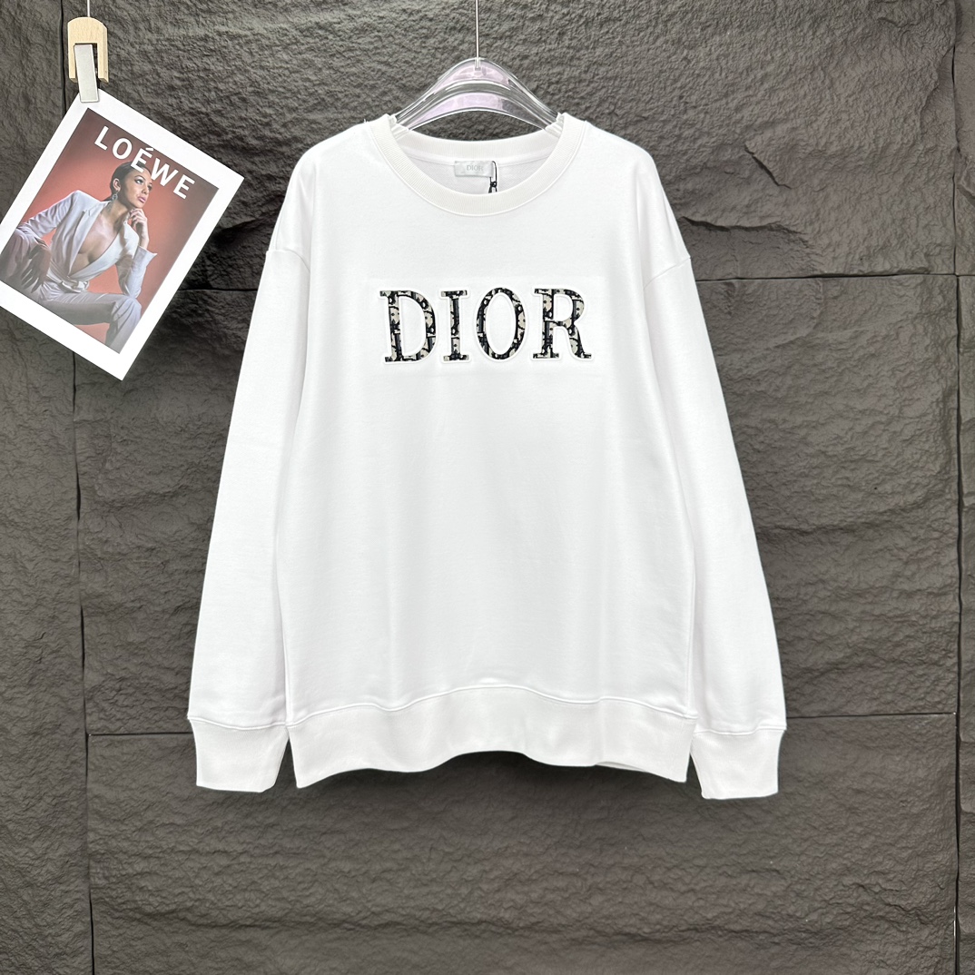 Dior 2024 nuevo parche bordado 🪡 Sudadera con cuello redondo estilo pareja de letras 🔥 Versión alta 🔥 Versión alta �…