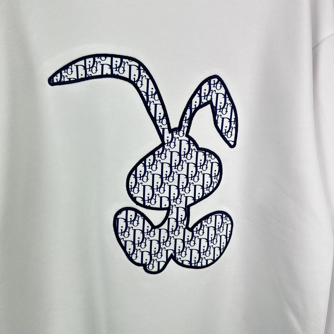 DIORdio 2024 Embroidered Rabbit Map Twilight Collar Coat: High-End Fashion for Men and Women - 图片 5