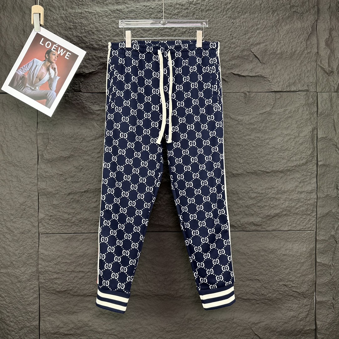 Gucci 2024 nuevo modelo, pantalón largo unisex con cinta y logotipo estampado completo 🔥alta versión🔥alta versión🔥 t…